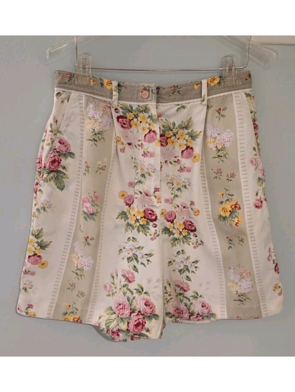 British Khaki Robert Lighton Floral Vintage Shorts Cottagecore 80s 90s